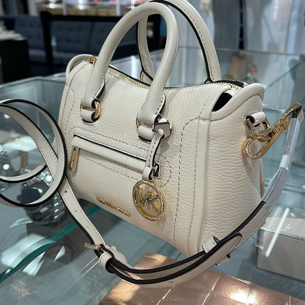 Michael Kors Carine Extra-Small Pebbled Leather Satchel Crossbody 
Lt Cream 
NWT - Picture 3 of 16